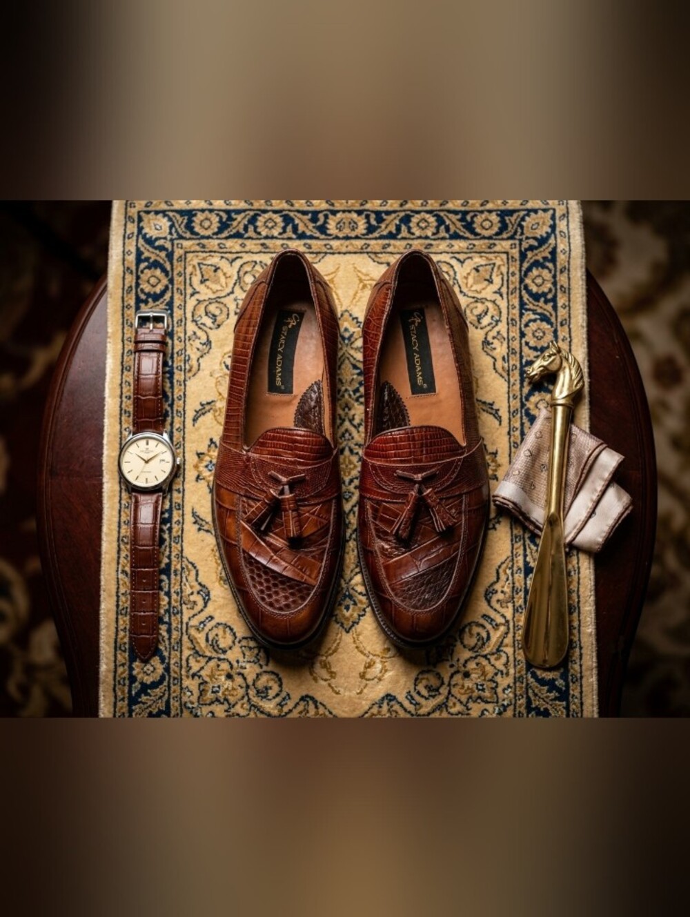 Genuine Snake Skin Classic Brown Tassel Loafers - Men